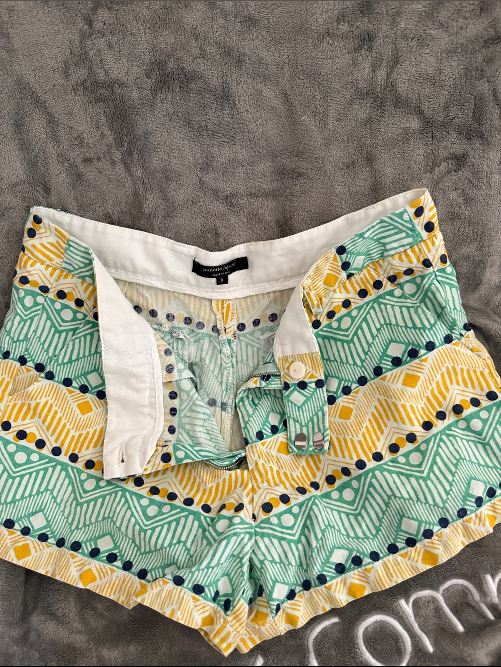 Nanette Lepore Yellow, Mint & Navy Patterned Women's Shorts
